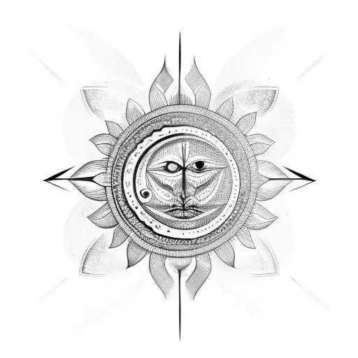 sol y luna tattoo design idea