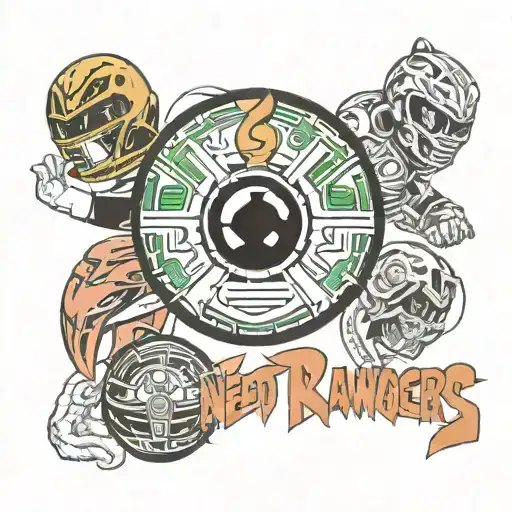 Text March 8 ball morphing power rangers tattoo design idea