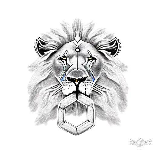 Lion with chain tattoo design idea