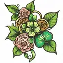4 leaf clover and heart tattoo design idea