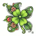 4 leaf clover and heart tattoo design idea