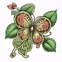 4 leaf clover and heart tattoo design idea