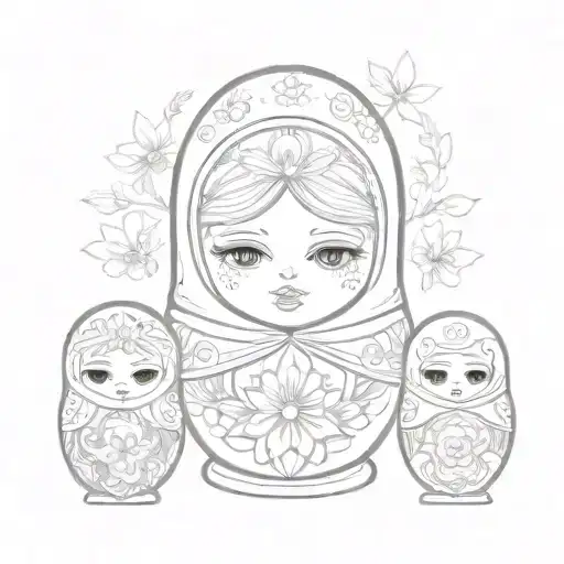 classic russian matryoshka doll tattoo design idea