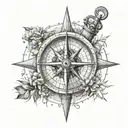 compass and Brittany theme in the background tattoo design idea