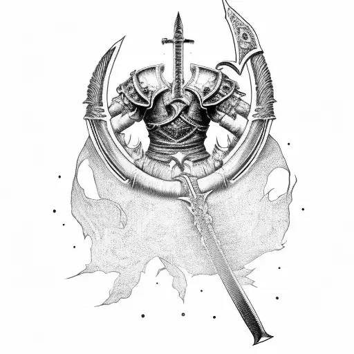 Blackwork "Just The Guts Sword On The Front, And..." Tattoo Idea