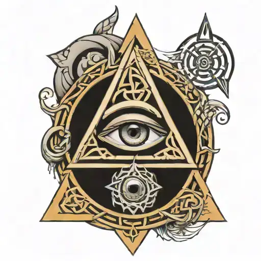 Charmed Triquetra With Three and egyptian eye tattoo design idea