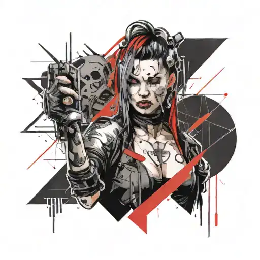 cyberpunk 2077 girl netrunner tattoo design idea