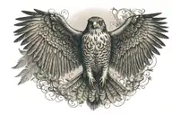 falcon with spread wings tattoo design idea
