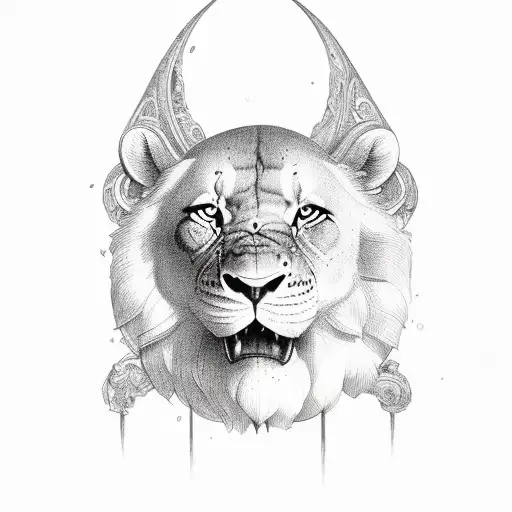 cabeza de leon y cuerpo de rana tattoo design idea