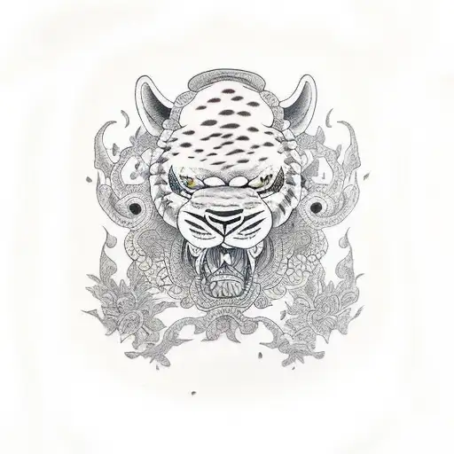 cabeza de leon y cuerpo de rana tattoo design idea