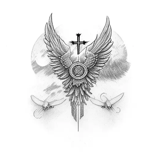 cross with wings tattoo design idea