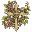 gothic cross with ivy vines tattoo design idea