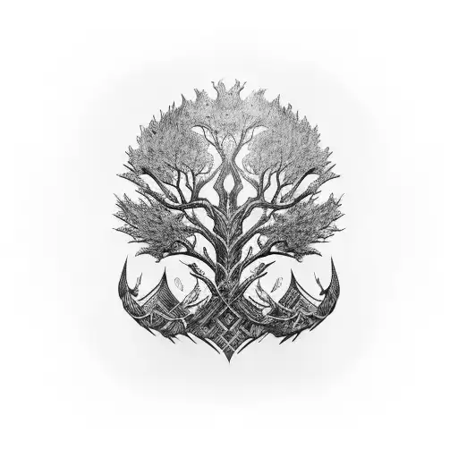 tree bark emblazoned on medevil armor tattoo design idea