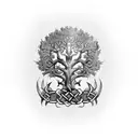 celtic tree bark emblazoned on armor on a mans arm tattoo design idea