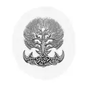 celtic tree bark emblazoned on armor on a mans arm tattoo design idea