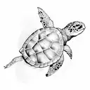 sea turtle with scuba diving gear on riding a surfboard.  tattoo design idea