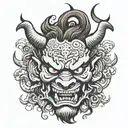 mask of demon oni tattoo design idea
