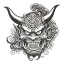 mask of demon oni tattoo design idea