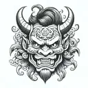 mask of demon oni tattoo design idea