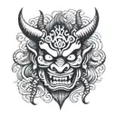 mask of demon oni tattoo design idea