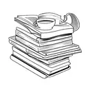 Stack of books with a coffee mug on top tattoo design idea