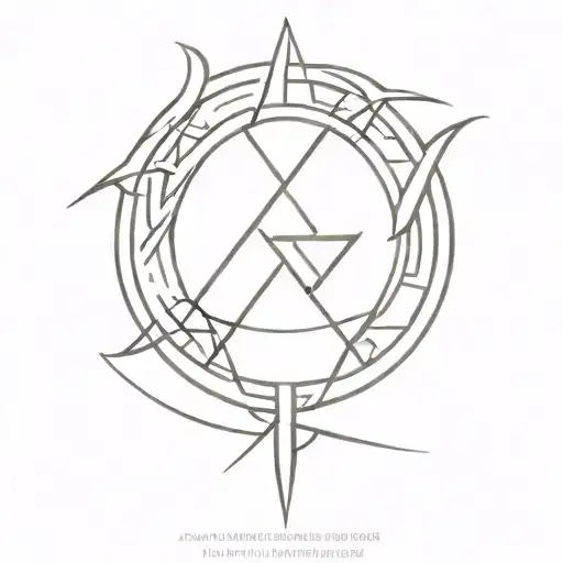 enki god symbol in alchemy tattoo design idea