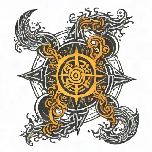 enki god symbol in alchemy tattoo design idea