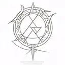 enki god symbol in alchemy tattoo design idea