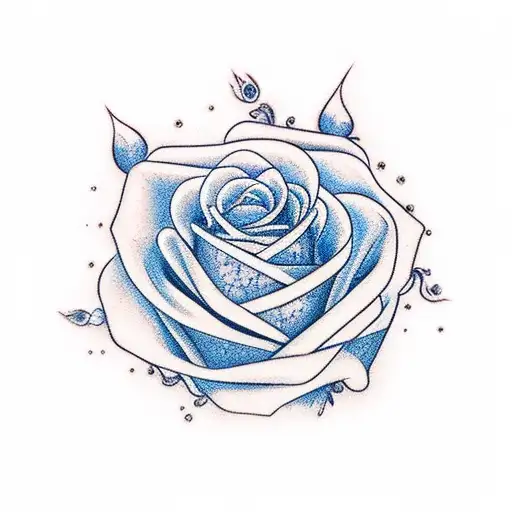 the elder wand spelling a blue rose patronum tattoo design idea
