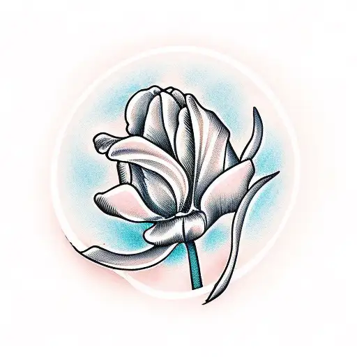 A tulip with the text was sich liebt das neckt sich vertically written tattoo design idea