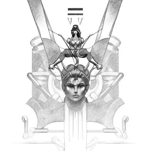A powerful Greek god or goddess engaged in a gym workout tattoo design idea