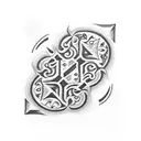 geometrical Azulejos tile with croissant empty middle except the croissant  tattoo design idea