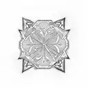 geometrical Azulejos tile with croissant empty middle except the croissant  tattoo design idea