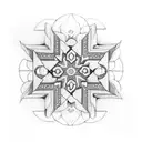 geometrical Azulejos tile with croissant empty middle except the croissant  tattoo design idea