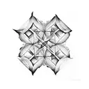 geometrical Azulejos tile with croissant empty middle except the croissant  tattoo design idea