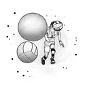 A dynamic volleyball player spiking the ball with the phrase 'unstoppable' written in bold letters underneath tattoo design idea