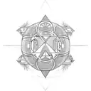 Create a tattoo design inspired by ancient Egyptian hieroglyphics and incorporate elements of nature. tattoo design idea