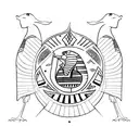 Create a tattoo design inspired by ancient Egyptian hieroglyphics and incorporate elements of nature. tattoo design idea