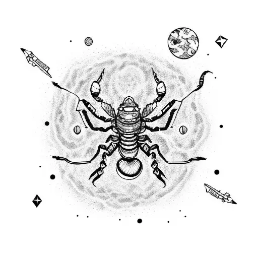 Scorpion pluto water march constellation  tattoo design idea