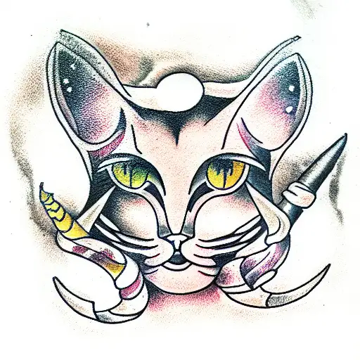Halloween Sagittarius cat tattoo design idea