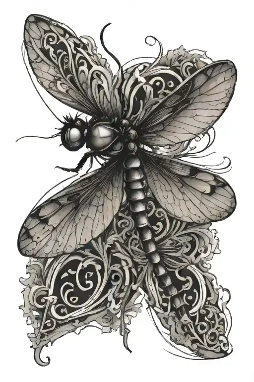 dragonfly v shaped line outlining the design tattoo design idea