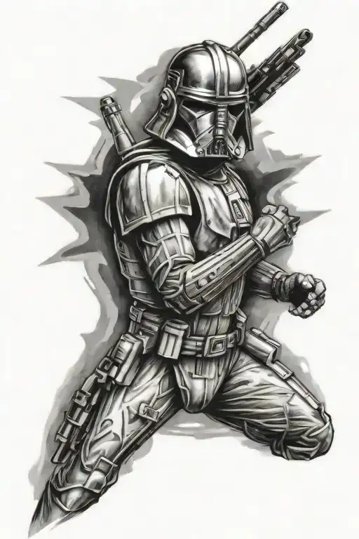 Starwars arm sleeve tattoo design idea