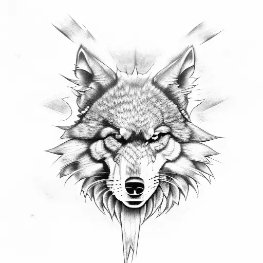 lobo con katana tattoo design idea