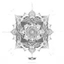 Mandala-inspired geometric design incorporating elements of project management tools and symbols tattoo design idea