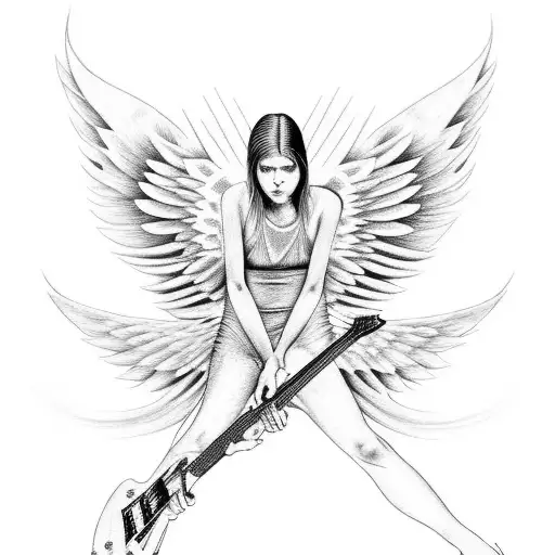 angel with electric guitar from Nirvana's album "In Utero" tattoo design idea