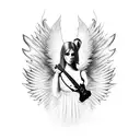 angel with electric guitar tattoo design idea