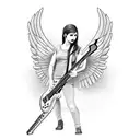 angel with electric guitar tattoo design idea