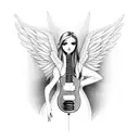 angel with electric guitar tattoo design idea