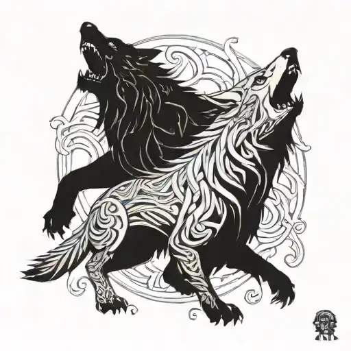 Fenrir and tyr story  tattoo design idea
