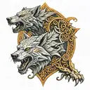 Fenrir and tyr tattoo design idea
